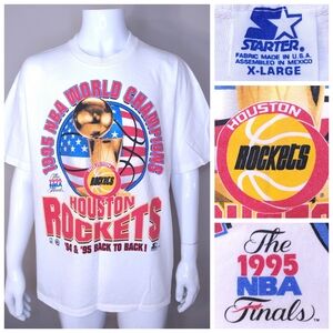 HOUSTON ROCKETS 1995 NBA Champions STARTER Vintage T-Shirt XL 1995 RARE Vtg 90s